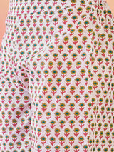 Peach Floral Print Kurta Palazzo With Dupatta