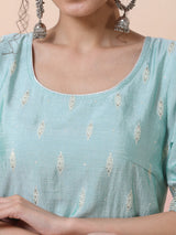Blue Foil Printed Kurta With Palazzo - Elganza