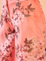 Peach Floral Print Kurta Palazzo - Elganza