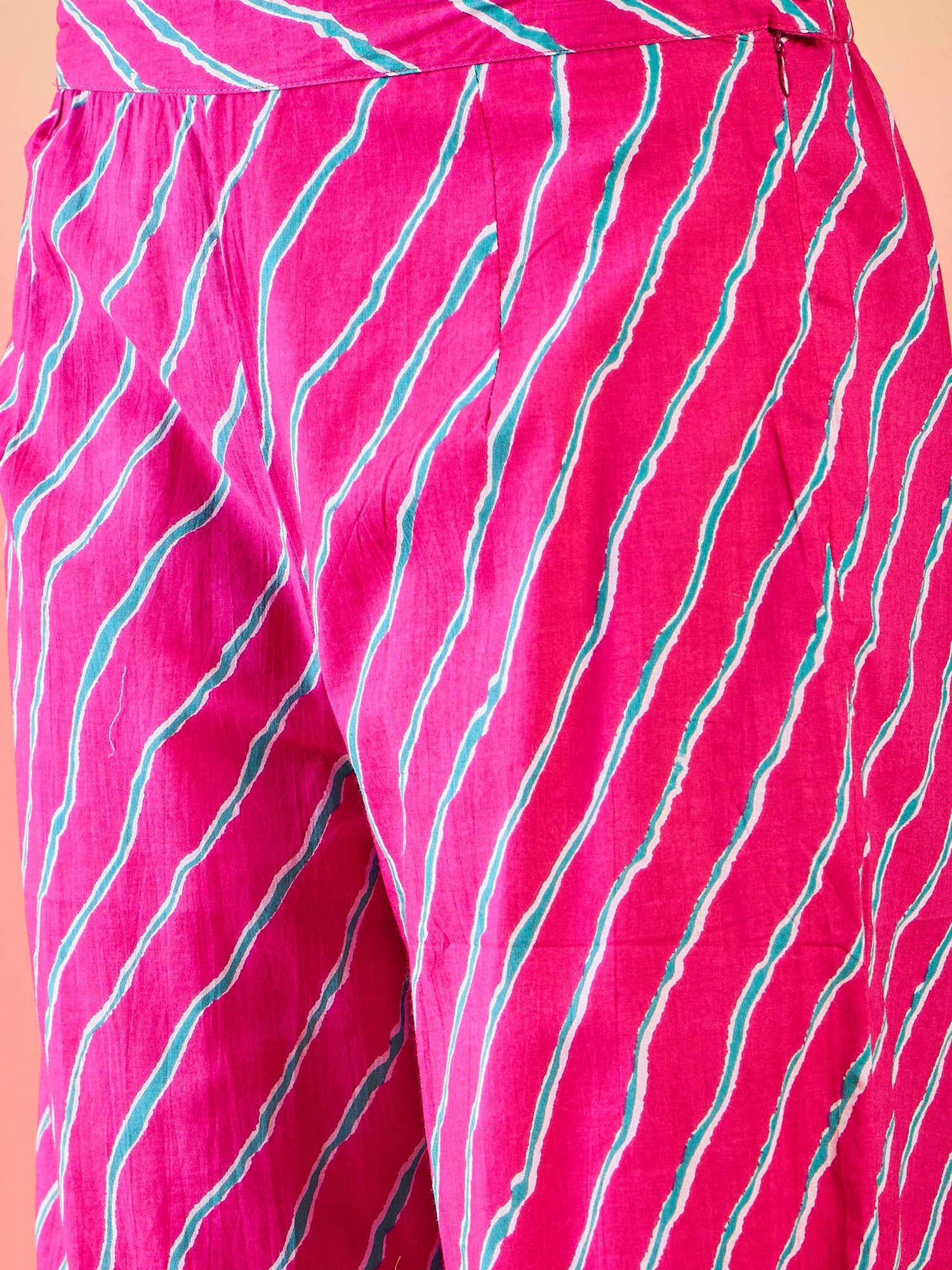 Blue Bandhani Print Kurta Palazzo With Dupatta - Elganza