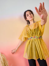 Yellow Embroidered Tunic - Elganza