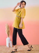 Yellow Embroidered Tunic - Elganza