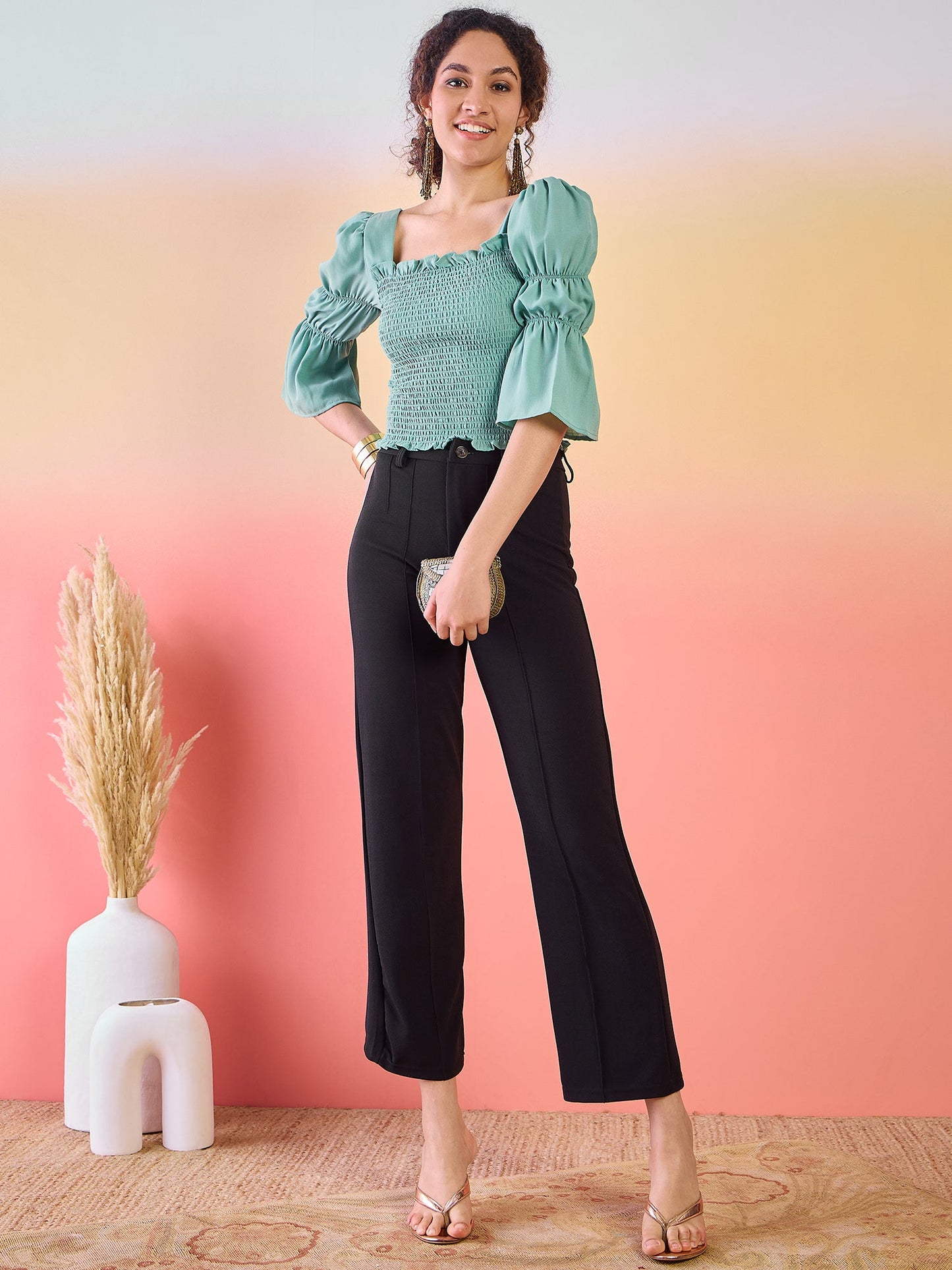 Green Smoking Top - Elganza