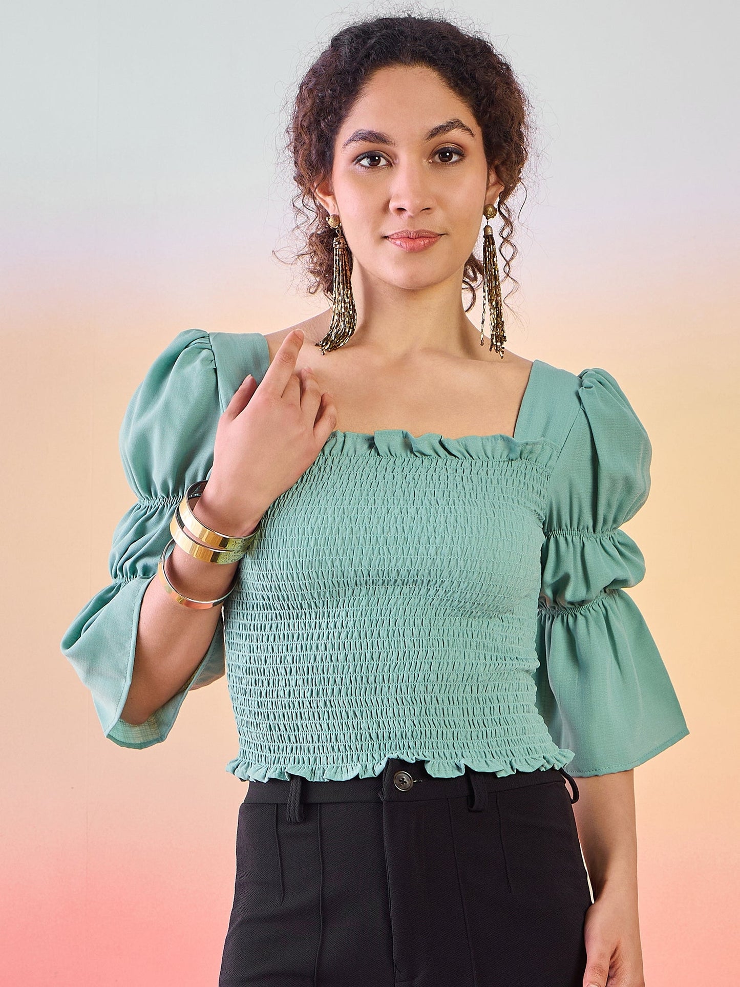 Green Smoking Top - Elganza