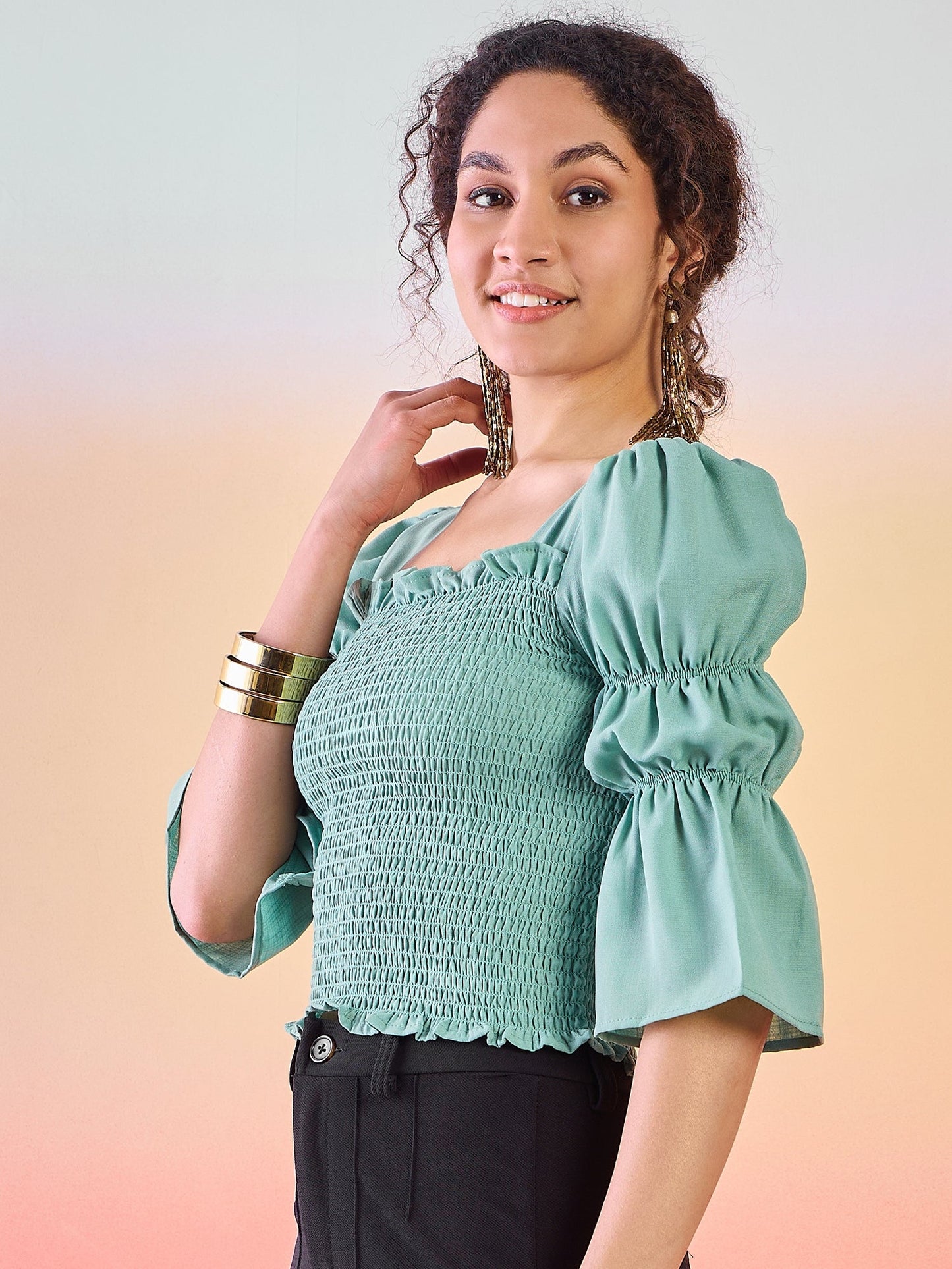 Green Smoking Top - Elganza