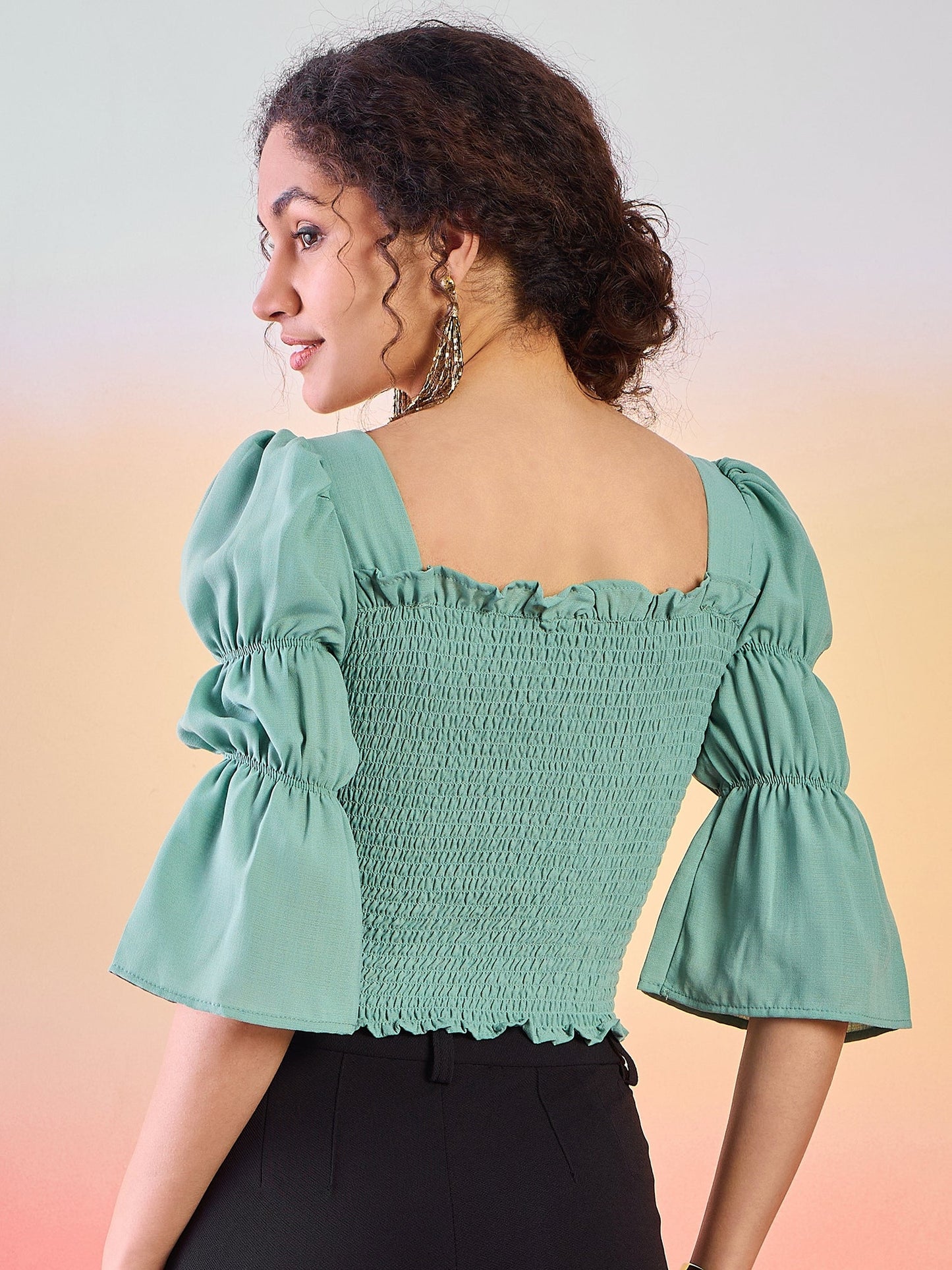 Green Smoking Top - Elganza
