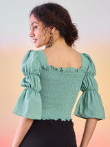 Green Smoking Top - Elganza