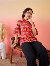 Red & Yellow Abstarct Print Tunic