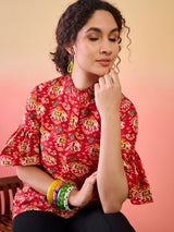 Red & Yellow Abstarct Print Tunic
