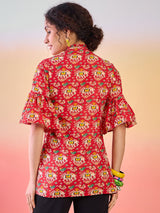 Red & Yellow Abstarct Print Tunic