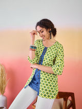 Green Printed Tunic - Elganza