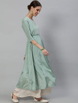 Pastel Green Flared Anarkali - Elganza