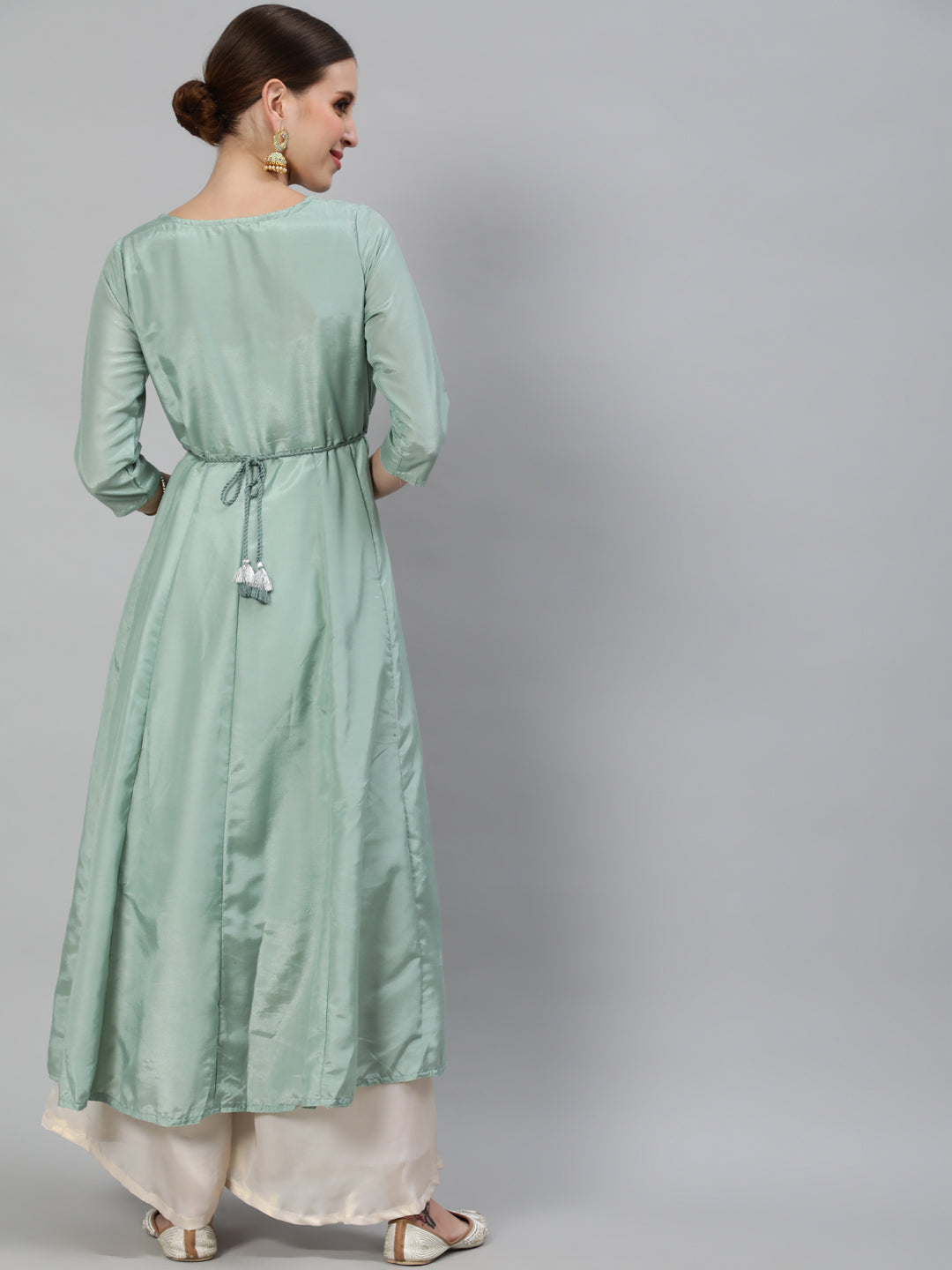 Pastel Green Flared Anarkali - Elganza