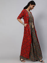Grey Gold Print Jumpsuit - Elganza