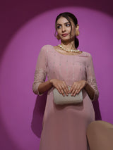 Pink Embroidered Kurta - Elganza