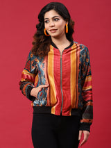 Multicolor Printed Velvet Jacket - Elganza
