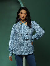 Blue Ethnic Motifs Shirt