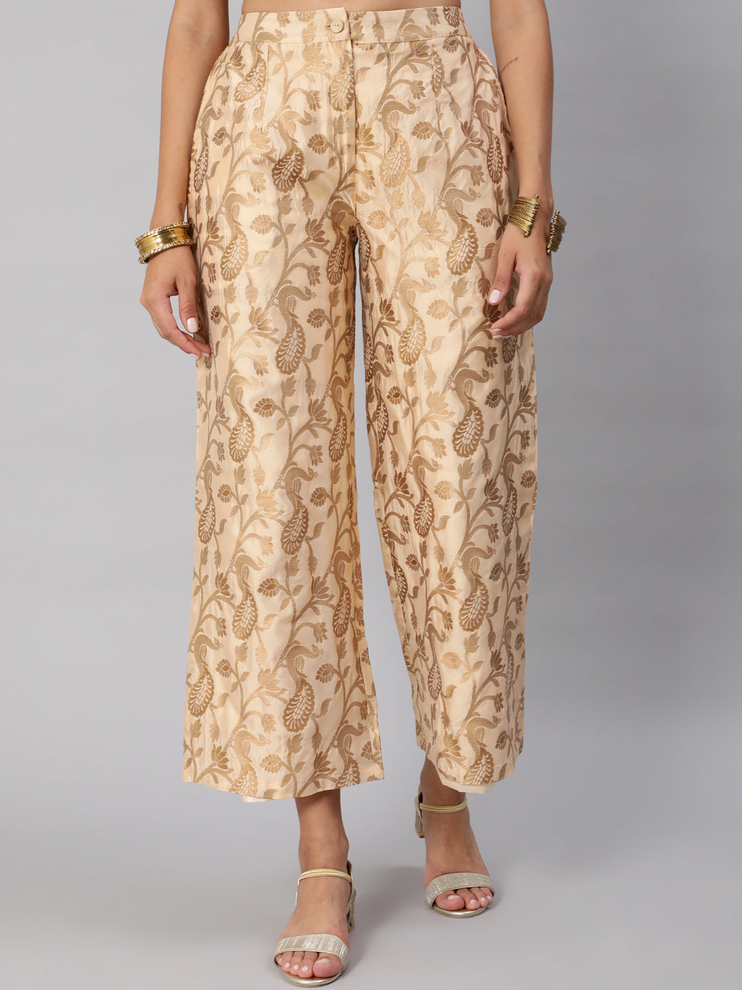 Beige Jacquard Palazzo - Elganza