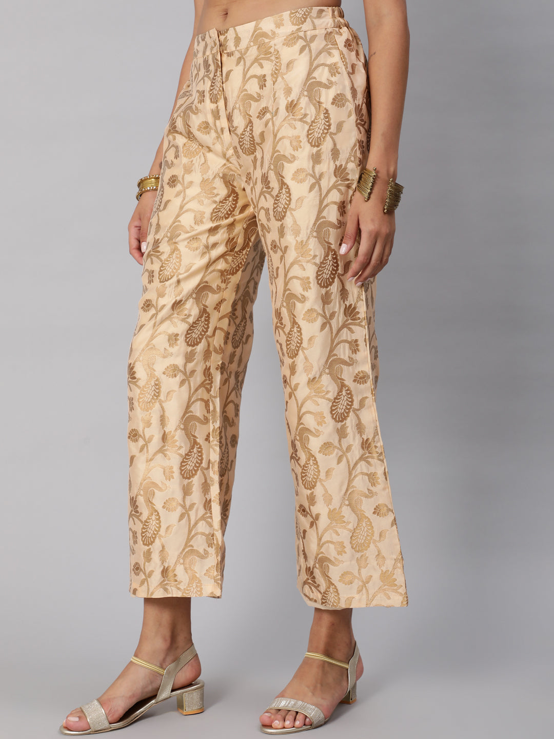 Beige Jacquard Palazzo - Elganza