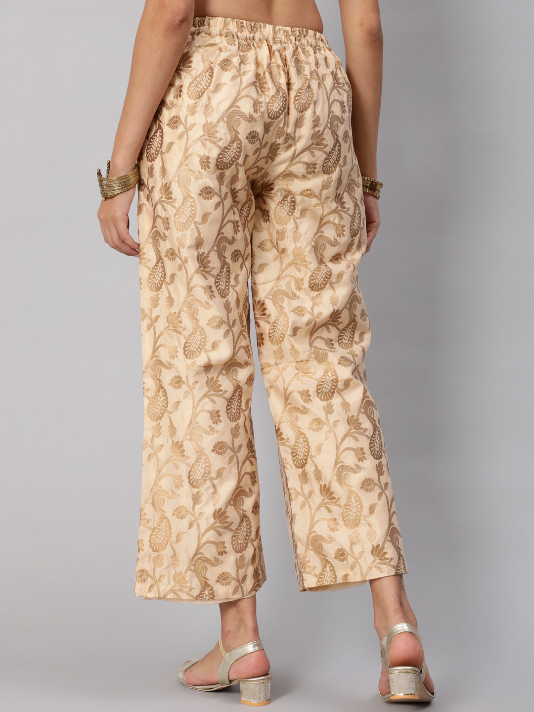 Beige Jacquard Palazzo - Elganza