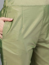 Green Floral Print Kurta With Pant - Elganza