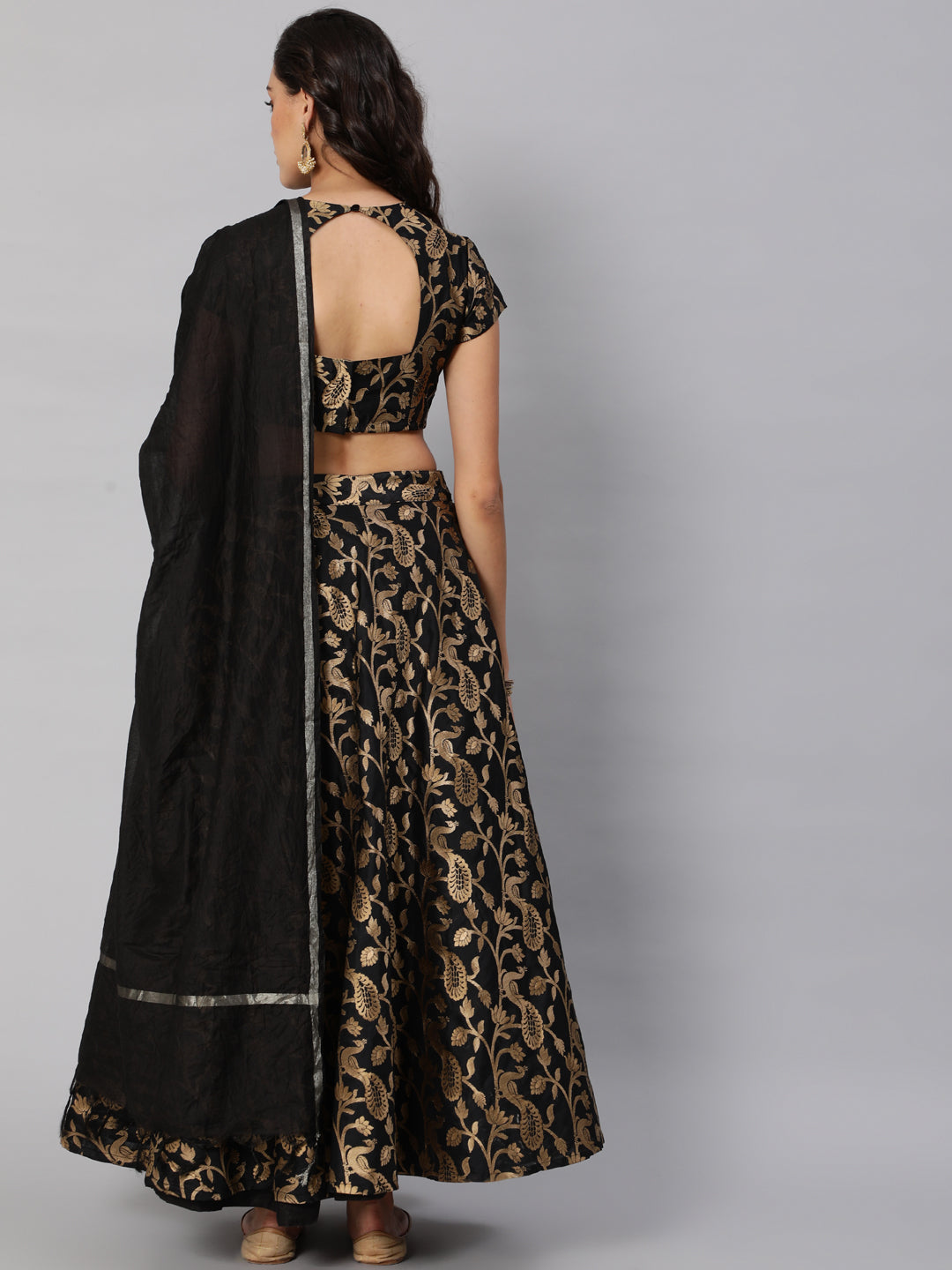 Black Jacquard Lehenga Choli With Dupatta