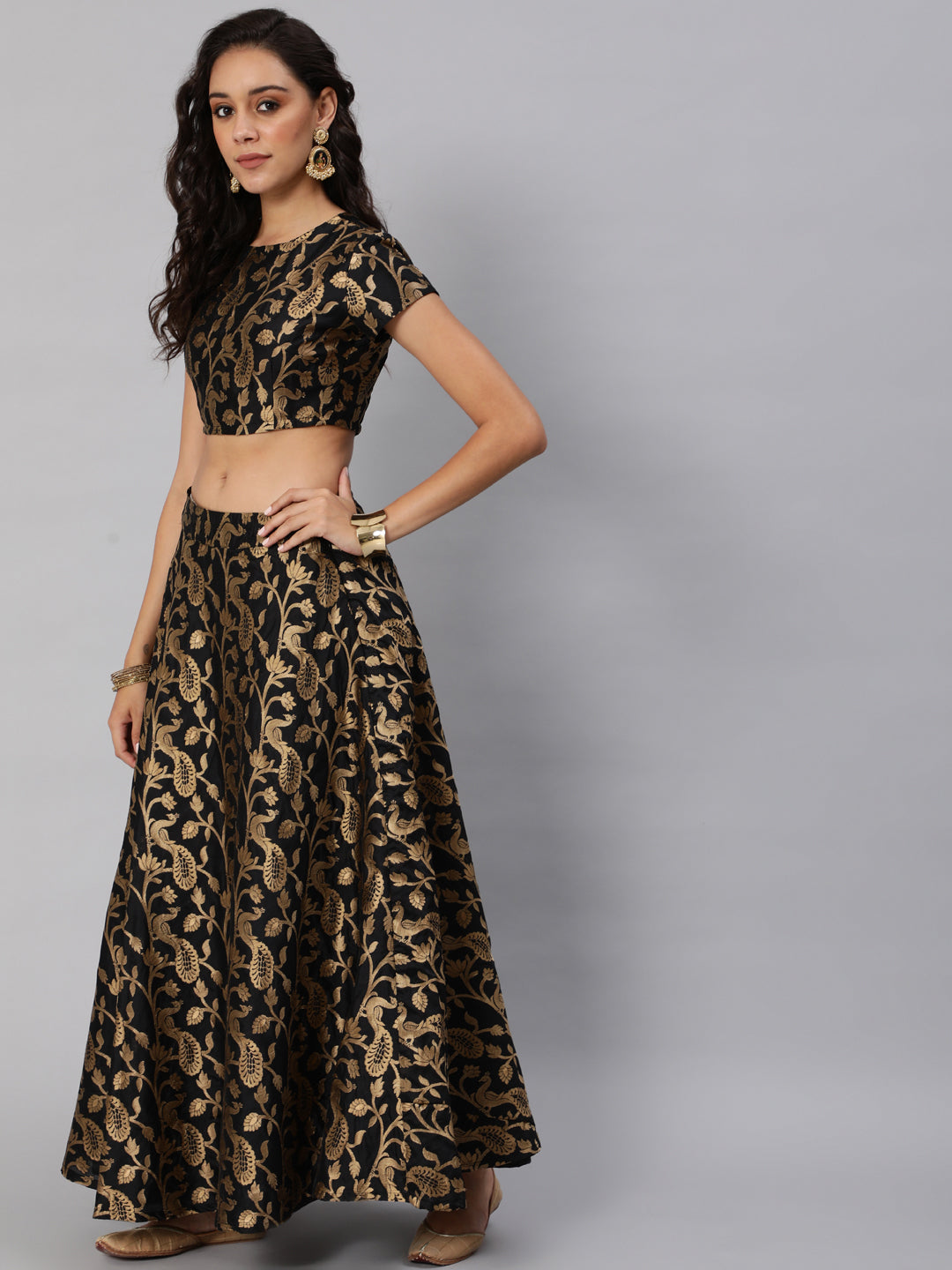 Black Jacquard Lehenga Choli With Dupatta