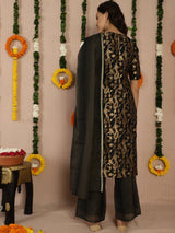 Black Jacquard Kurta Palazzo With Dupatta