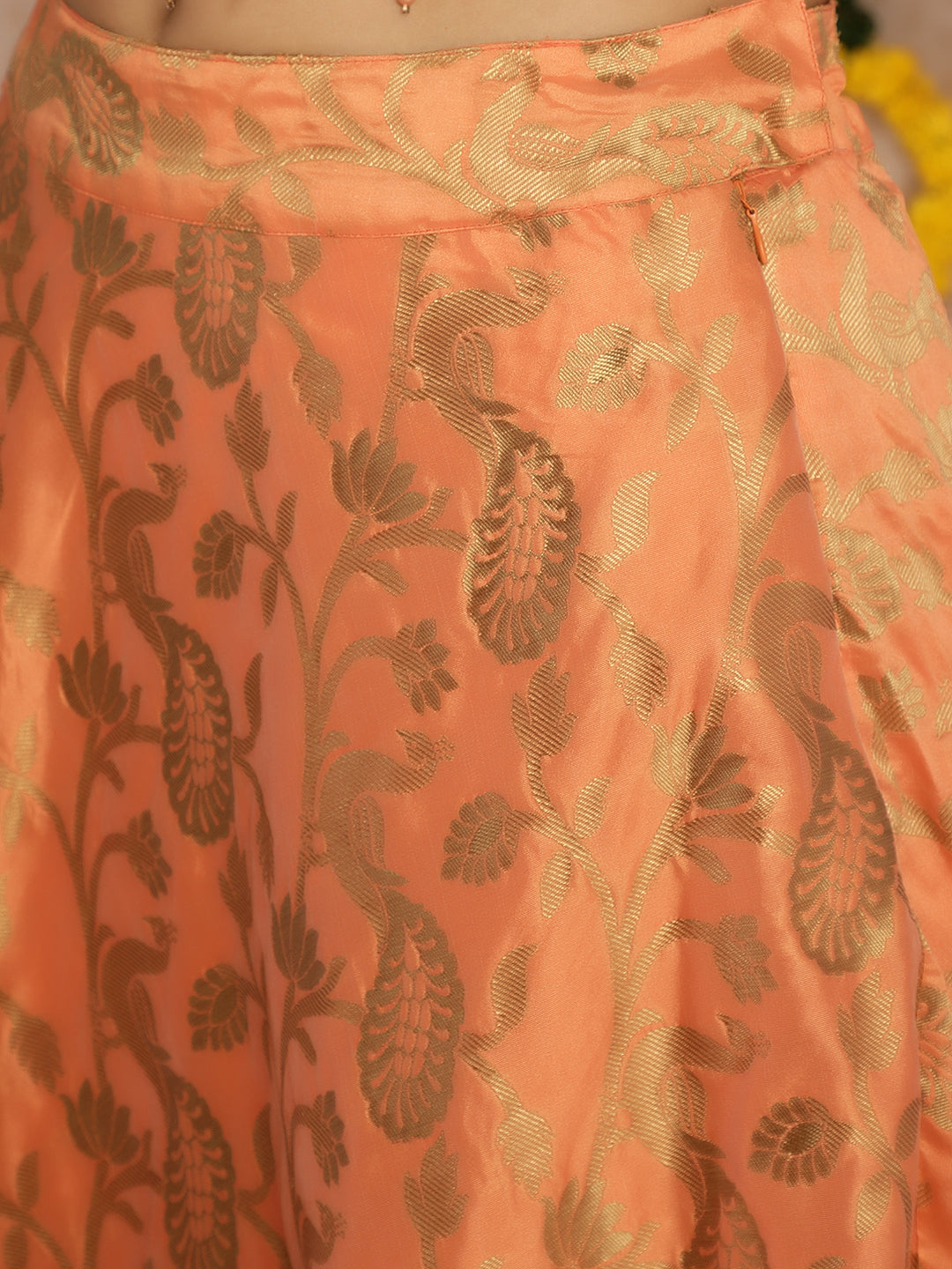 Peach Jacquard Lehenga Choli With Dupatta