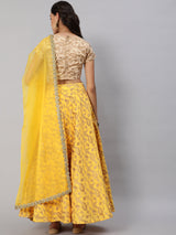 Yellow Lehenga Choli with Dupatta & Potli Bag - Elganza