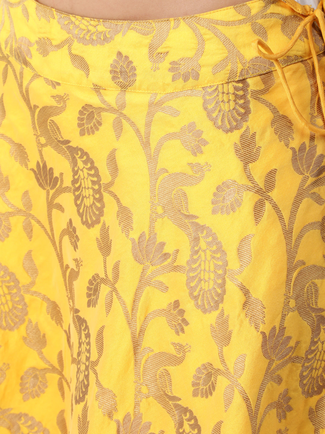 Yellow Lehenga Choli with Dupatta & Potli Bag - Elganza