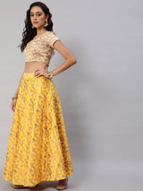 Yellow Lehenga Choli with Dupatta & Potli Bag - Elganza