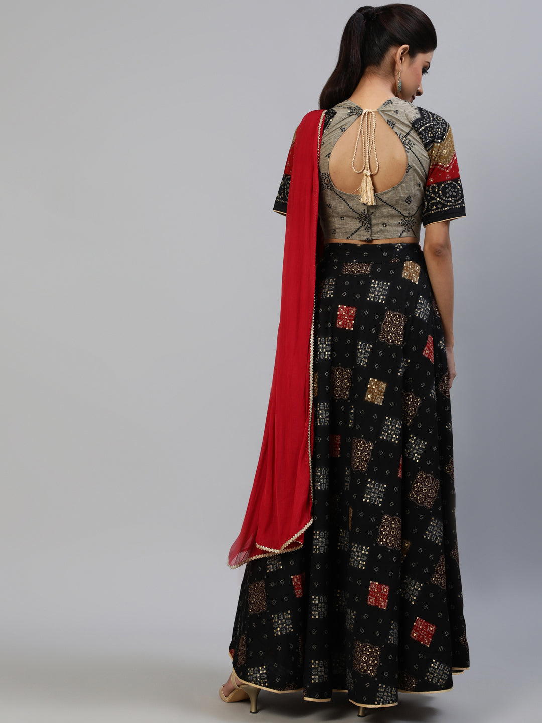 Black Gold Printed Lehenga Choli With Dupatta