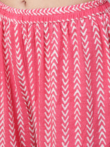 Pink Printed Anarkali Sharara With Dupatta - Elganza