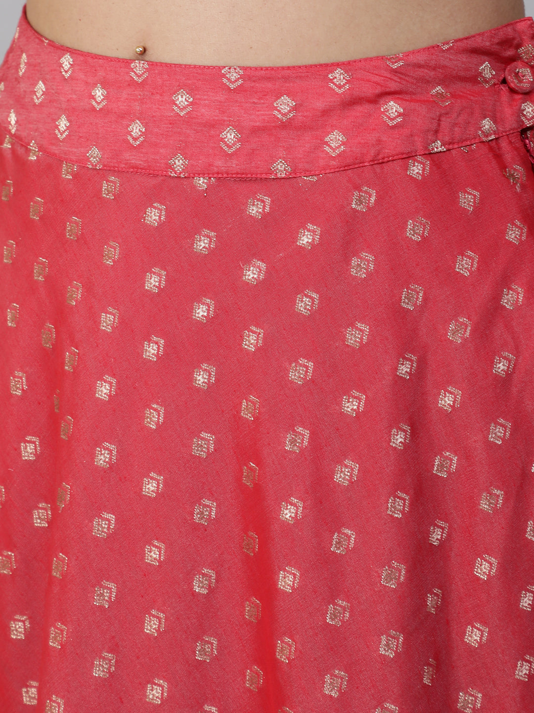 Red Dobby Designed Lehenga Choli With Dupatta - Elganza