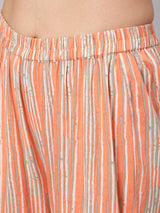 Peach Printed Kurta Sharara With Dupatta