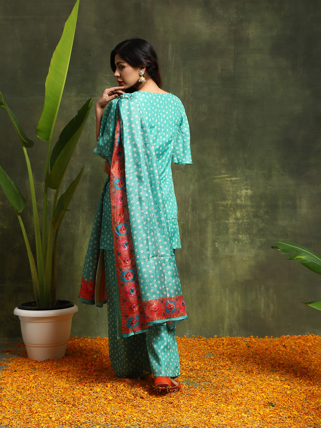 Green Bandhani Print Couple Combo