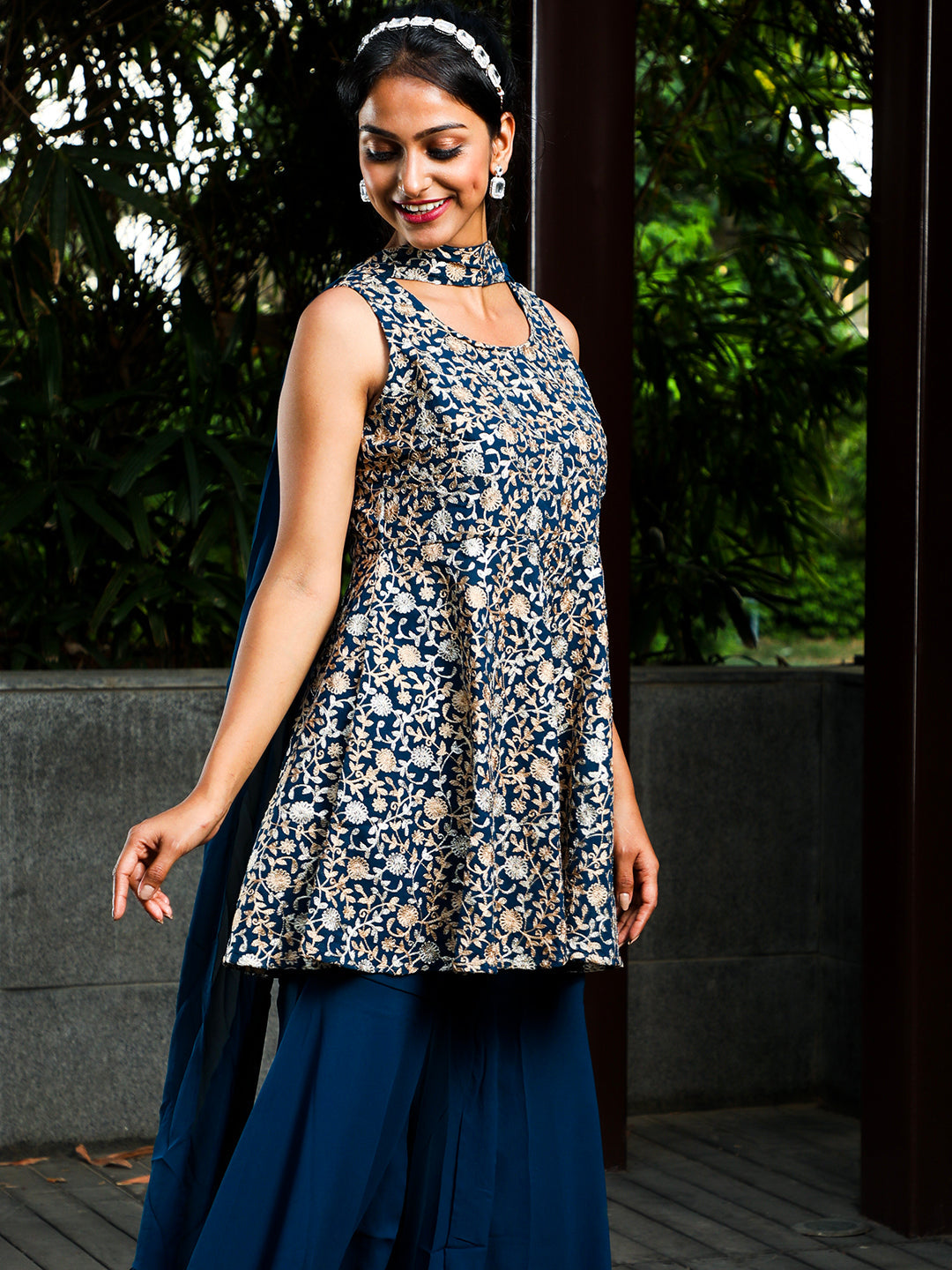 Blue Embroidered Couple Combo - Elganza