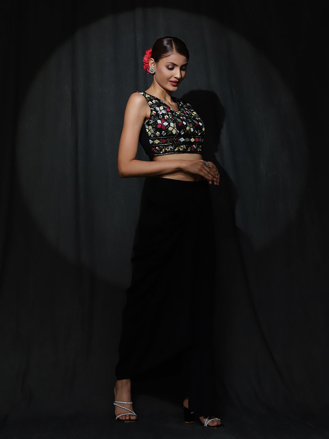 Black Embroidered Co-Ords Set