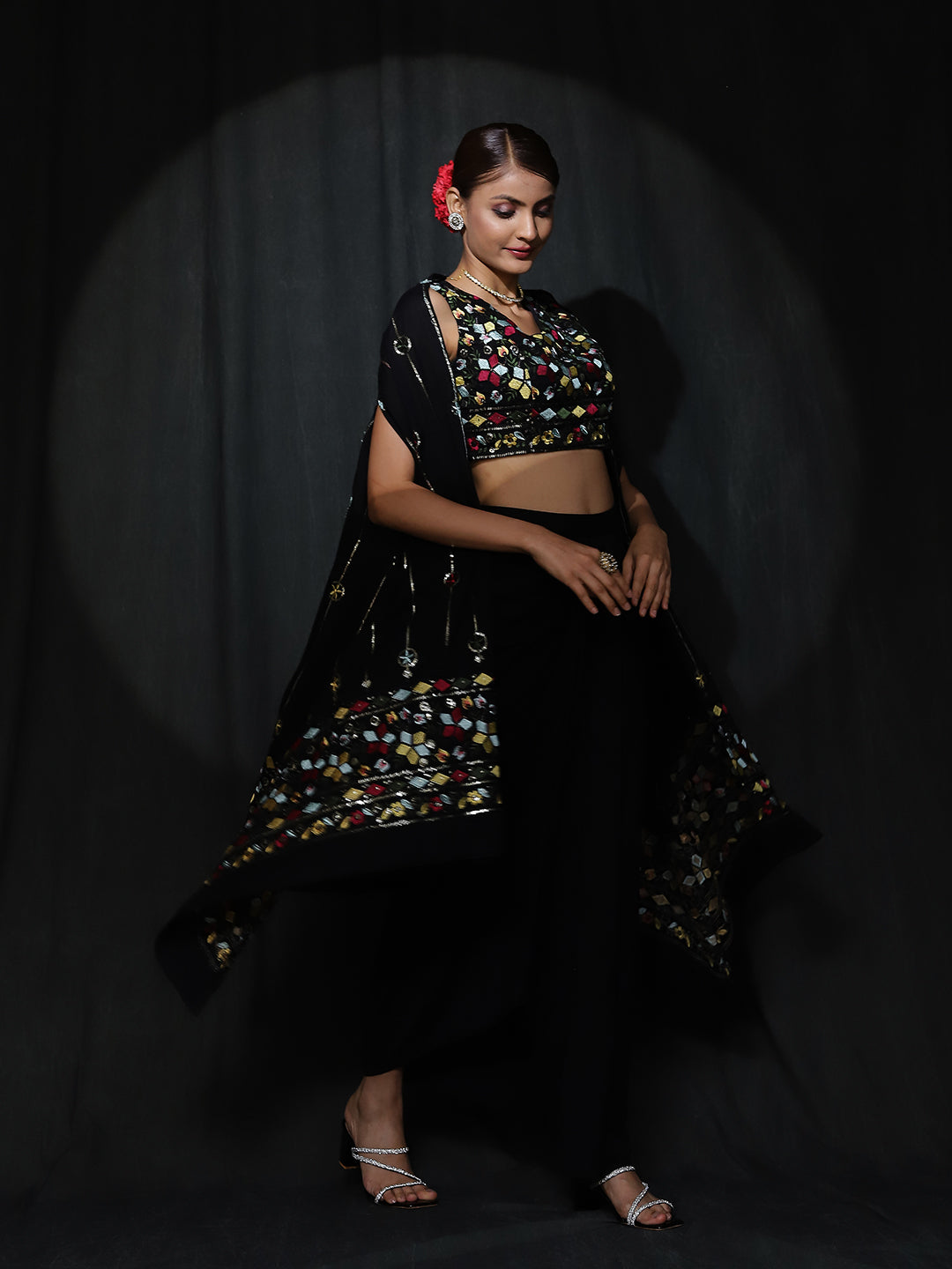Black Embroidered Co-Ords Set