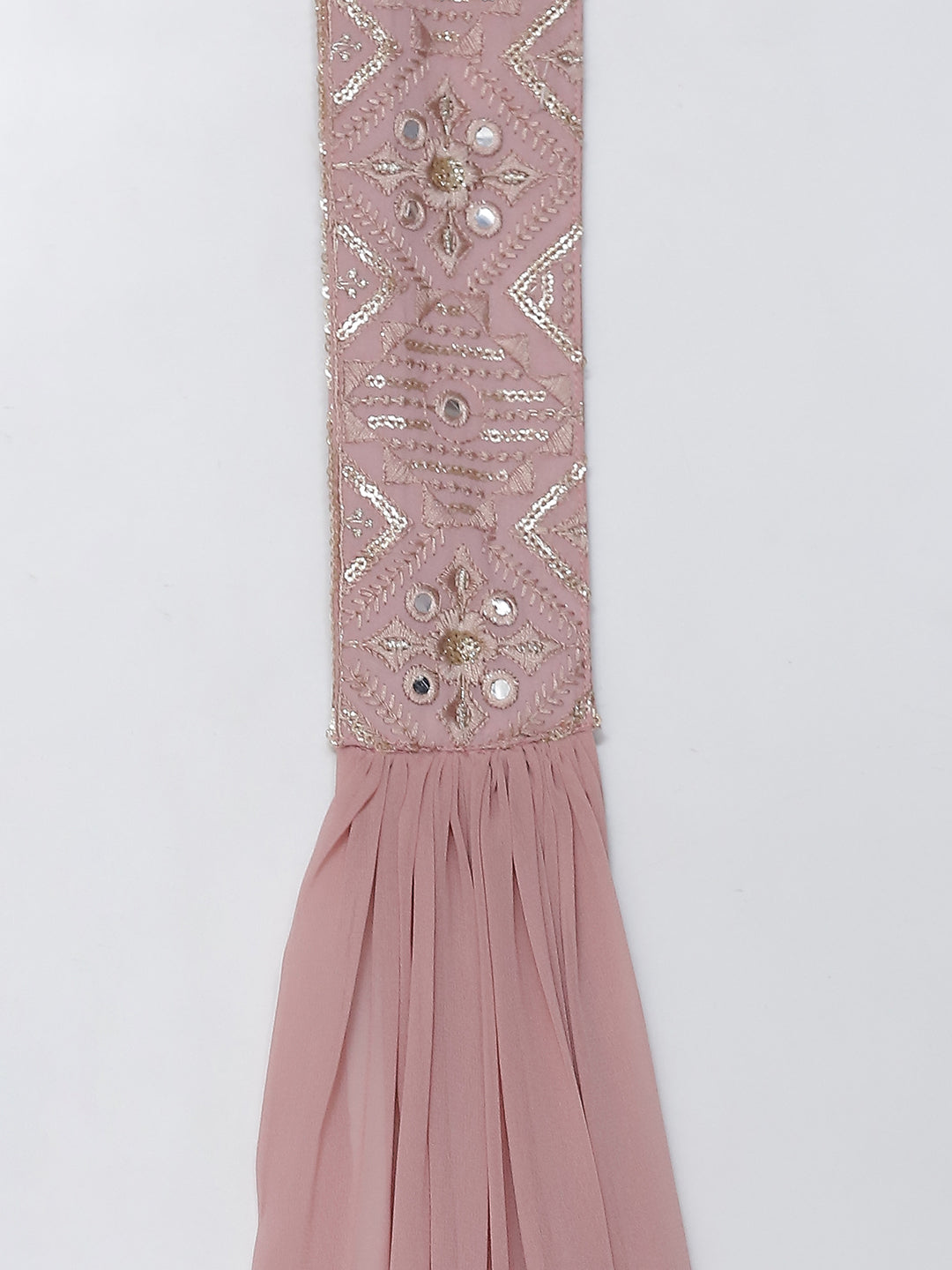 Pink Mirror Work Anarkali Pant With Dupatta - Elganza