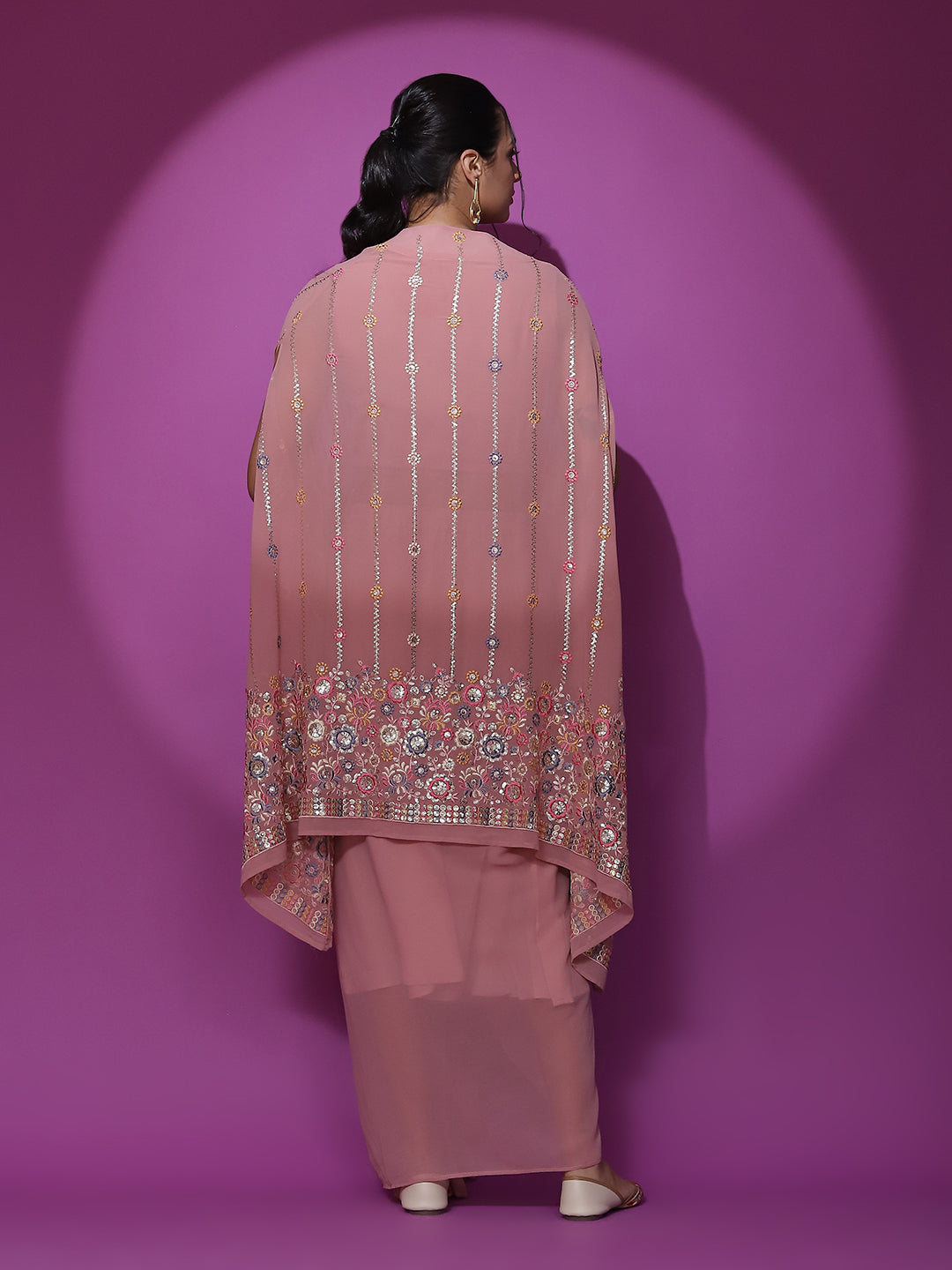 Pink Embroidered Co-Ords Set - Elganza