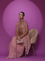 Pink Embroidered Co-Ords Set - Elganza