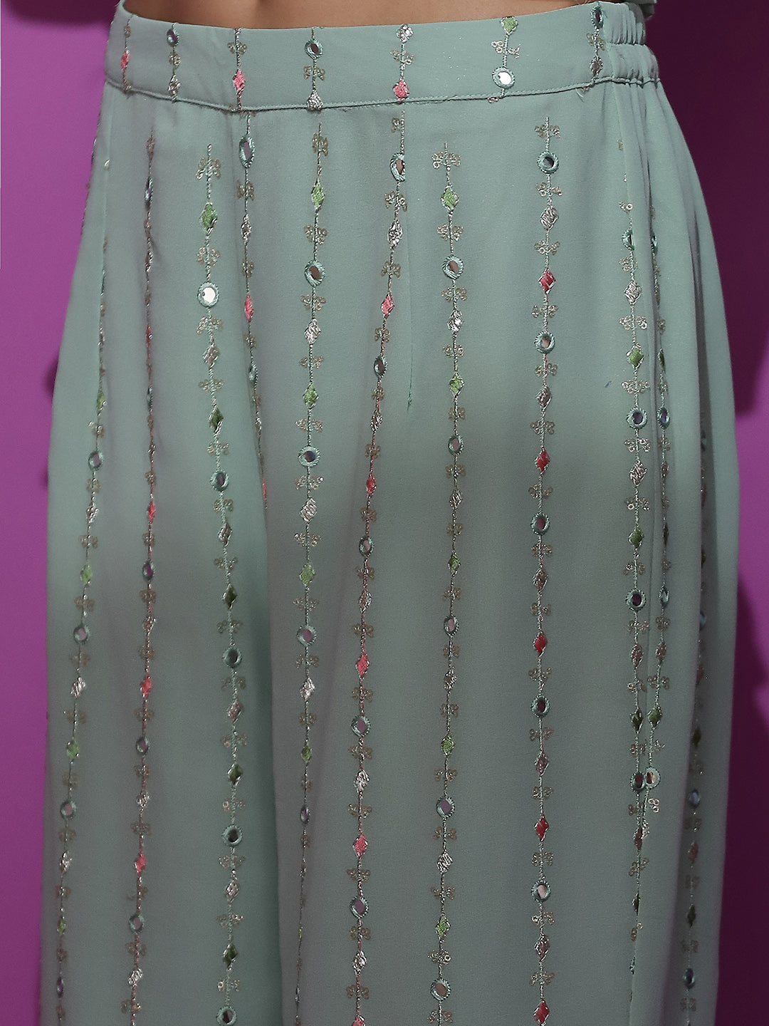 Sea Green Embroidered Co-Ords Set - Elganza