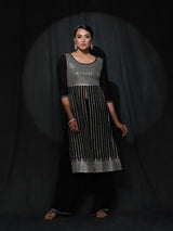 Black Sequin Kurta With Palazzo - Elganza