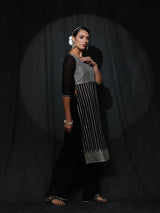 Black Sequin Kurta With Palazzo - Elganza