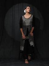 Black Sequin Kurta With Palazzo - Elganza