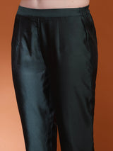 Dark Green Jacquard Kurta Pant With Dupatta - Elganza