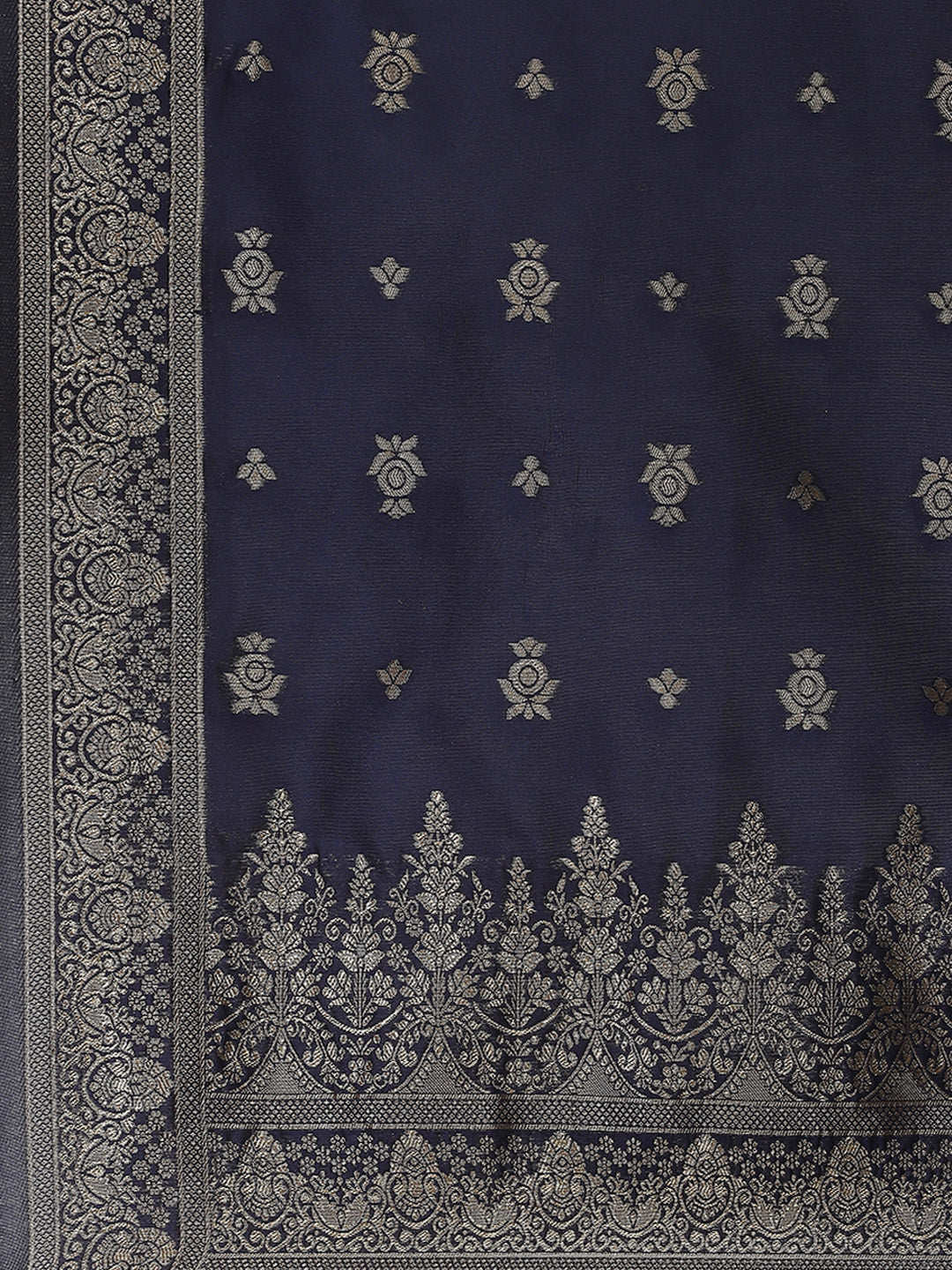 Navy Blue Jacquard Kurta Pant With Dupatta - Elganza