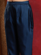 Blue Woven Designed Kurta Pant With Dupatta - Elganza